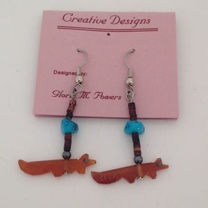 Indian Fetish Jewelry: Fox Earrings